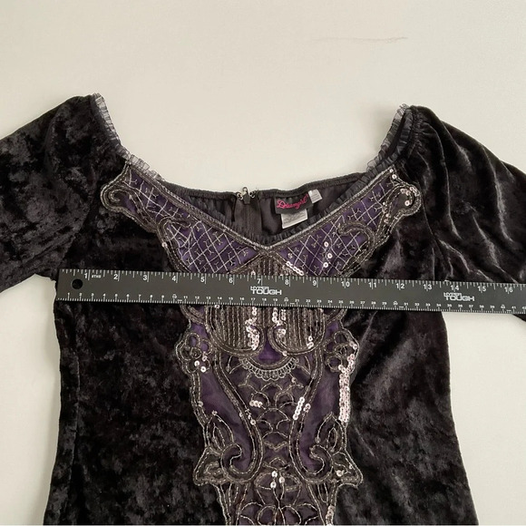 Dream Girl Dress Halloween Sz S Black Crush Velvet Whimsigoth Grunge Witch - Picture 6 of 9